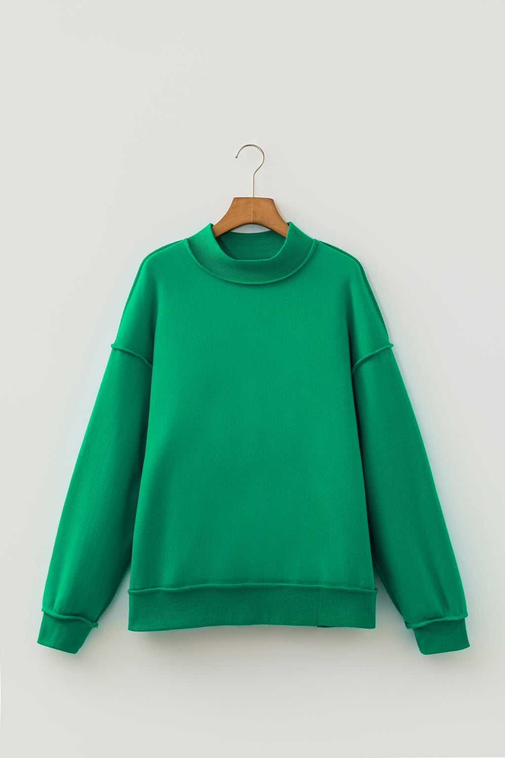 Dark Blue Oversize Drop Shoulder Reversible Mock Neck Sweatshirt