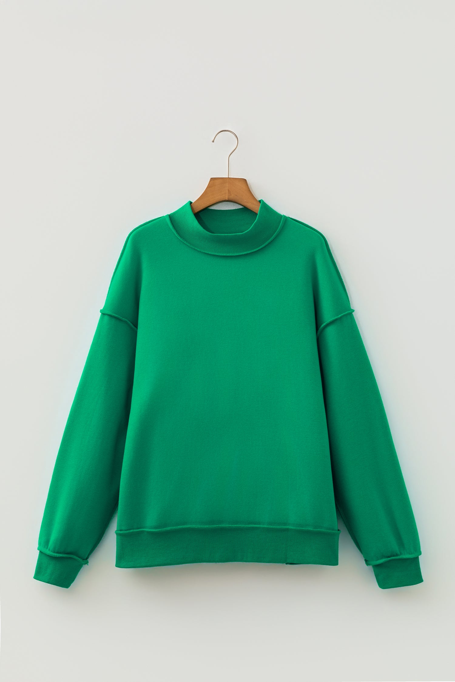 Dark Blue Oversize Drop Shoulder Reversible Mock Neck Sweatshirt