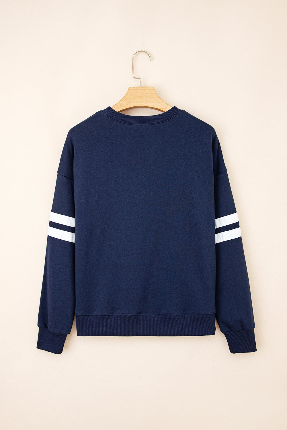 Fiery Red Preppy Striped Sleeve Loose Sweatshirt