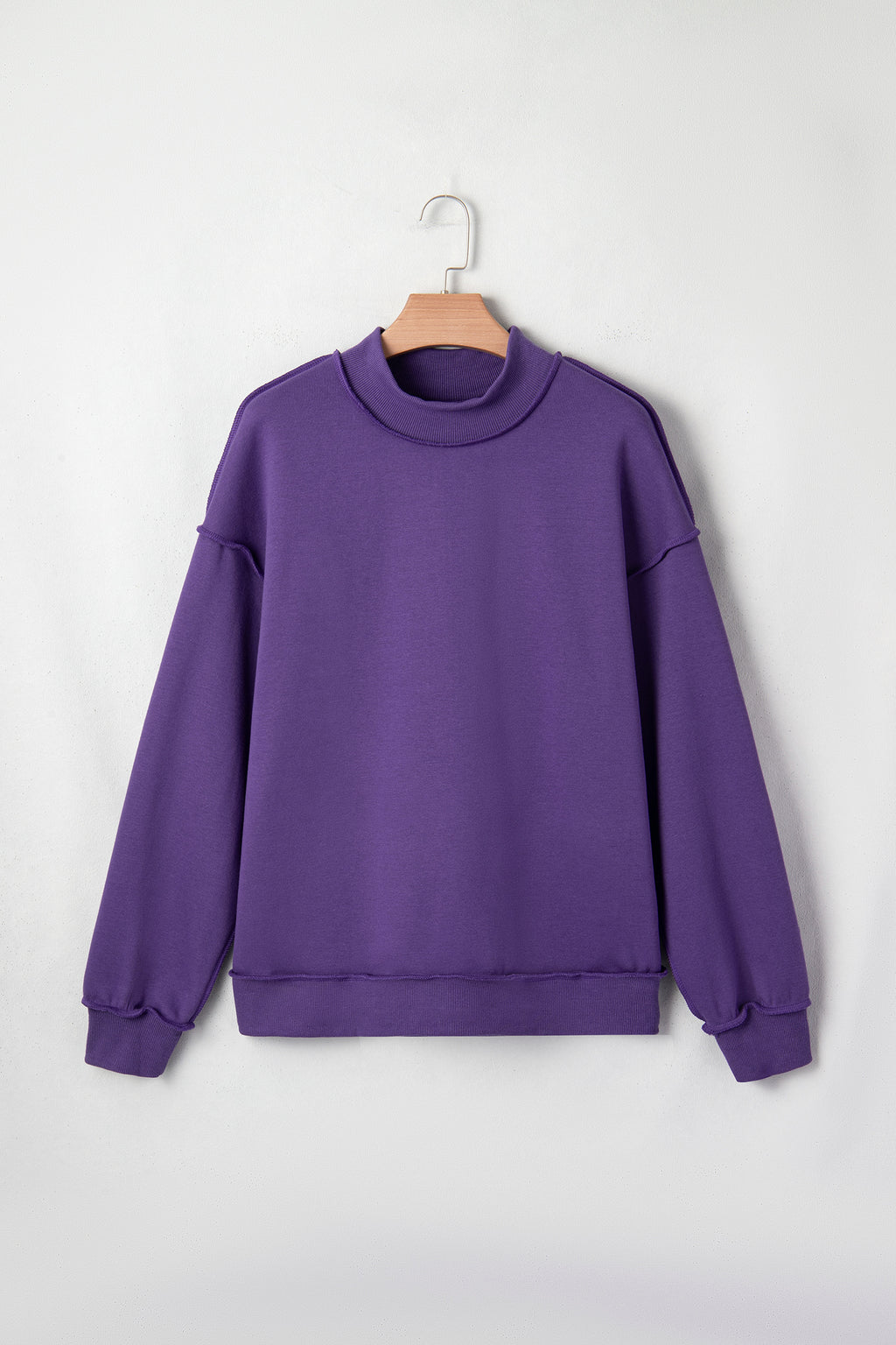 Dark Blue Oversize Drop Shoulder Reversible Mock Neck Sweatshirt