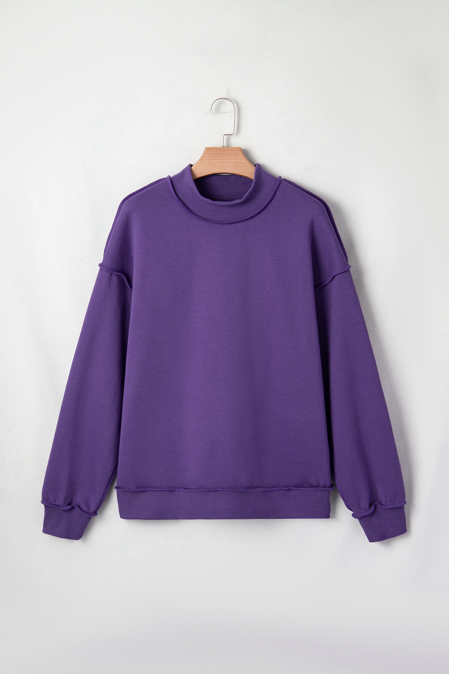 Dark Blue Oversize Drop Shoulder Reversible Mock Neck Sweatshirt