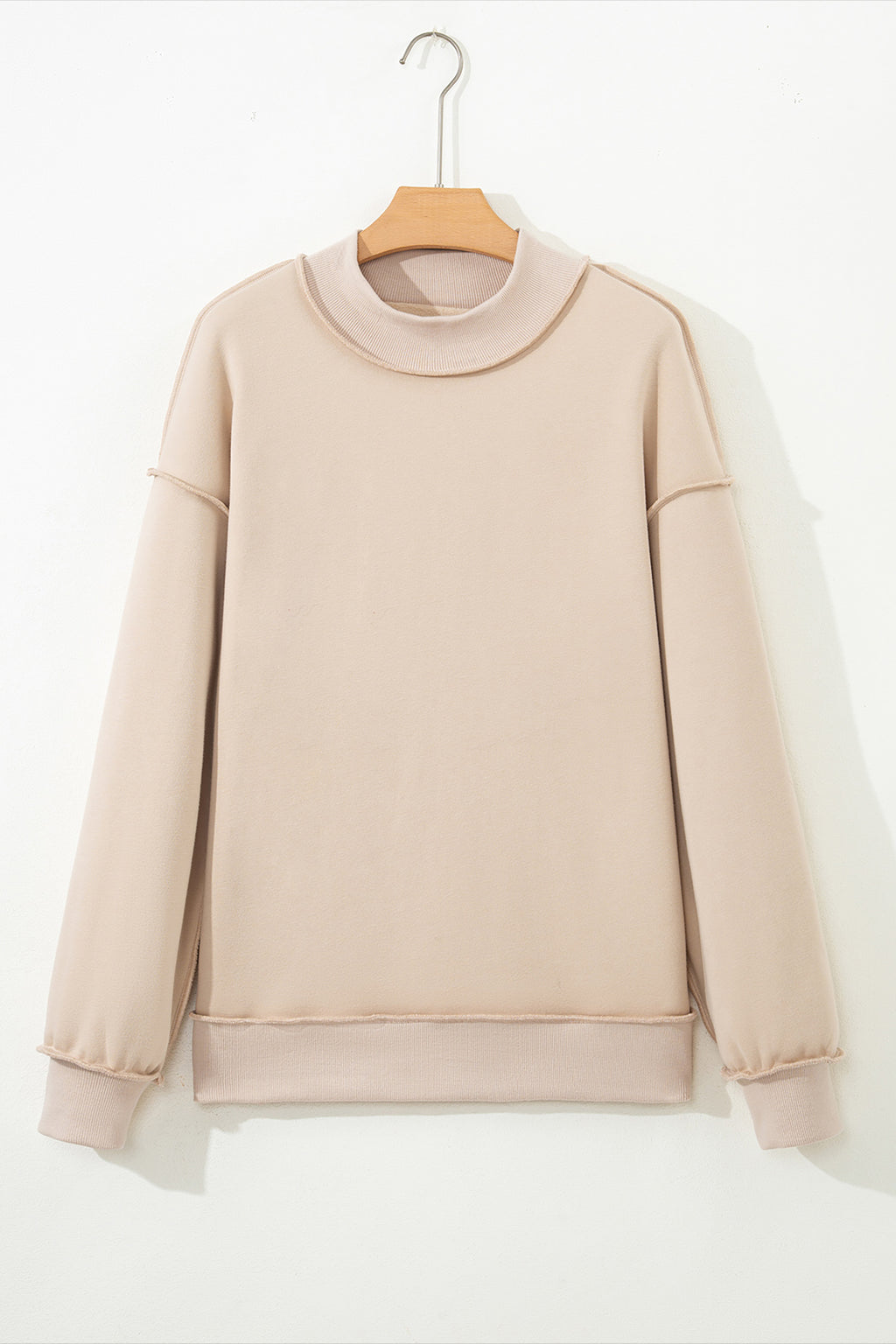 Dark Blue Oversize Drop Shoulder Reversible Mock Neck Sweatshirt