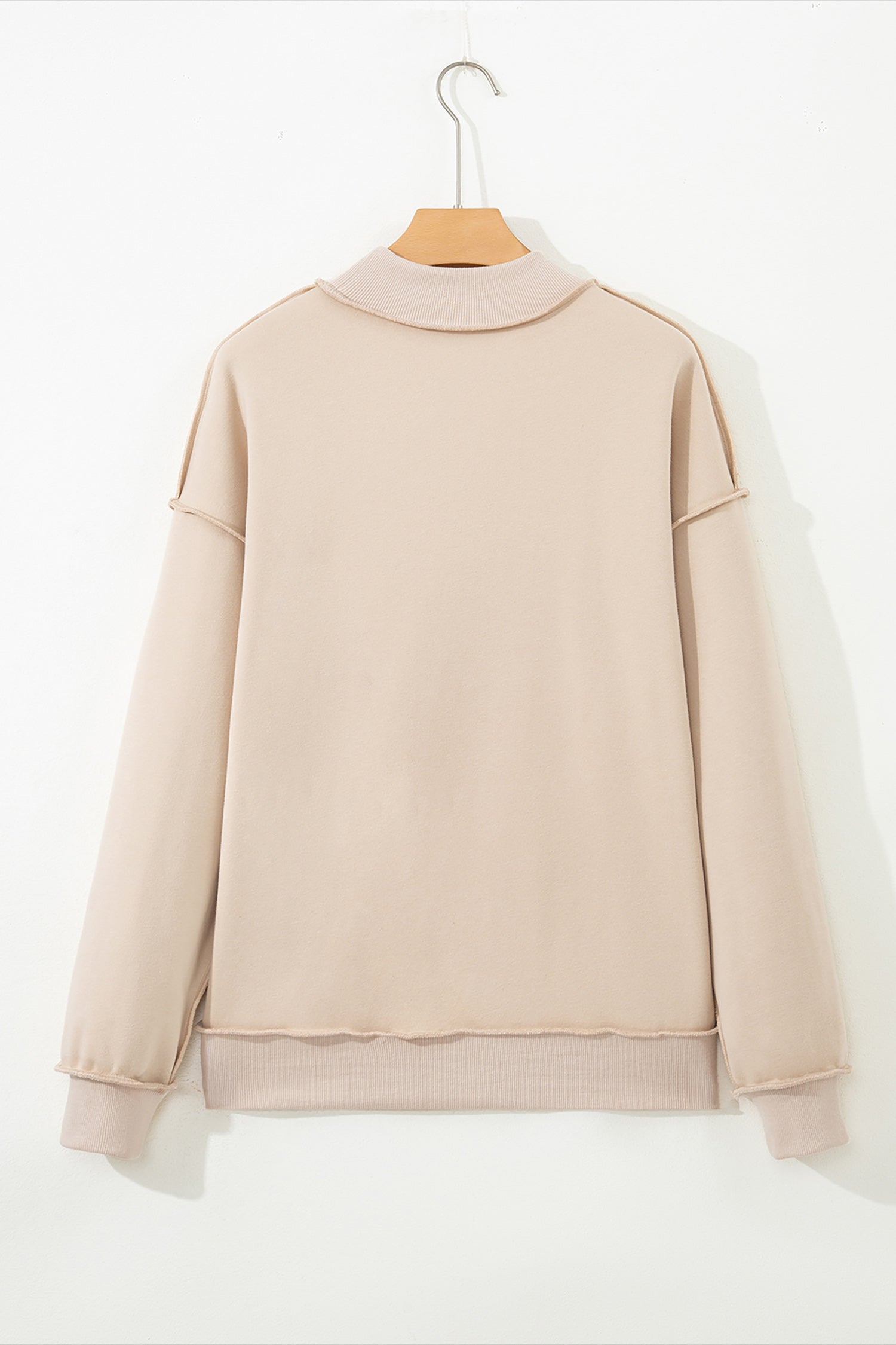 Dark Blue Oversize Drop Shoulder Reversible Mock Neck Sweatshirt