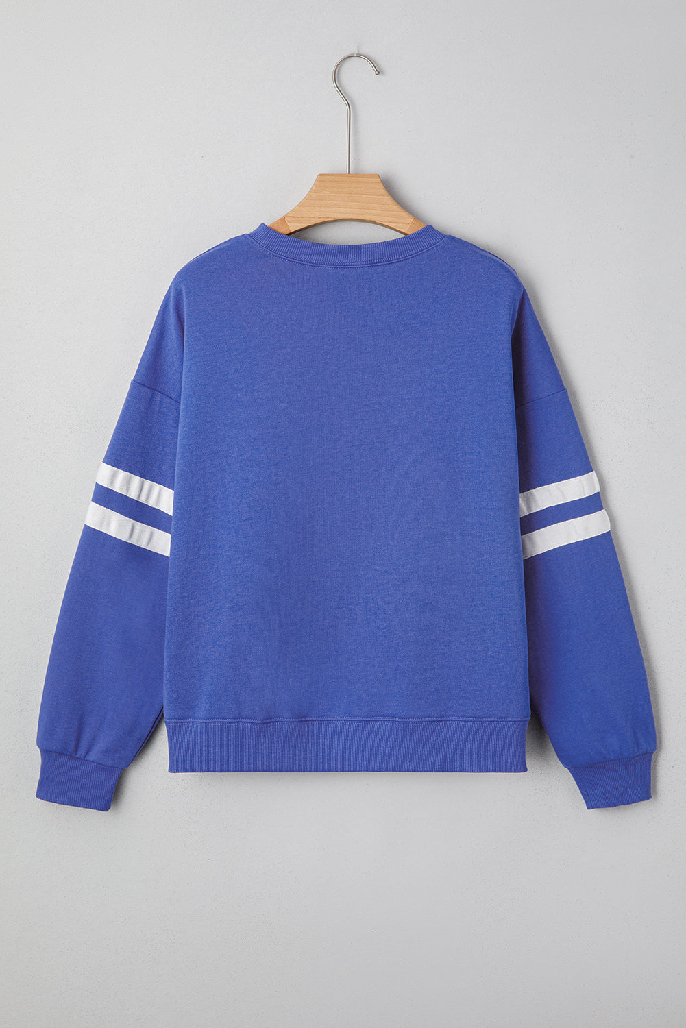 Fiery Red Preppy Striped Sleeve Loose Sweatshirt