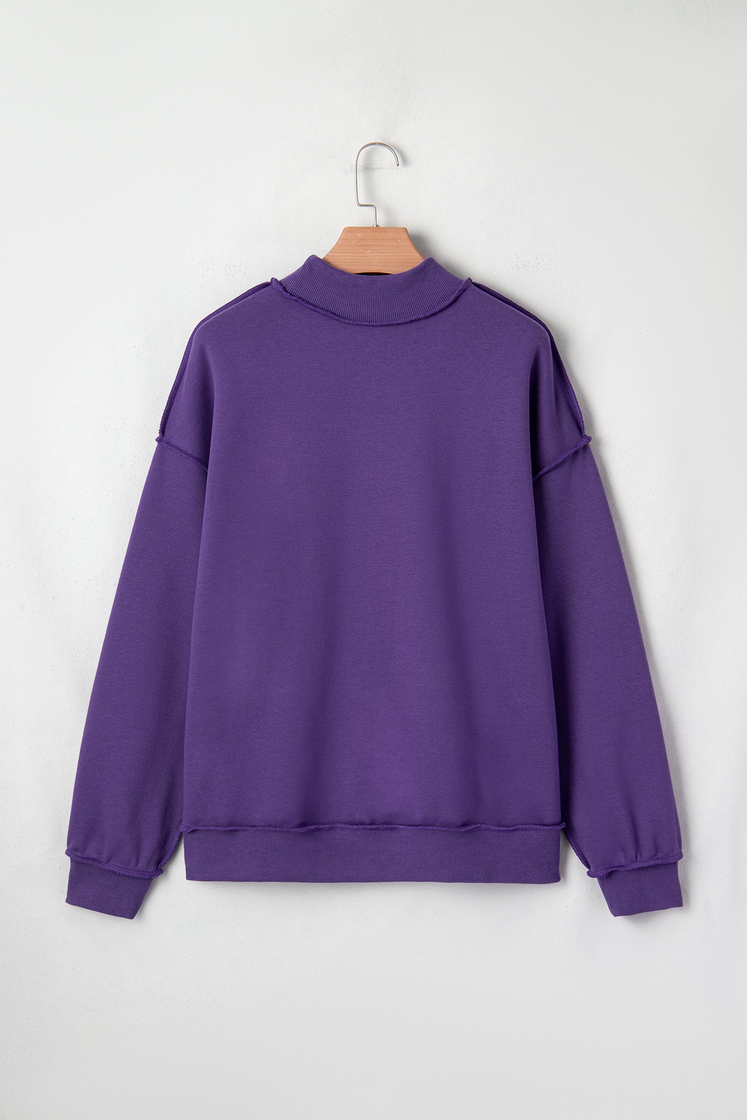 Dark Blue Oversize Drop Shoulder Reversible Mock Neck Sweatshirt