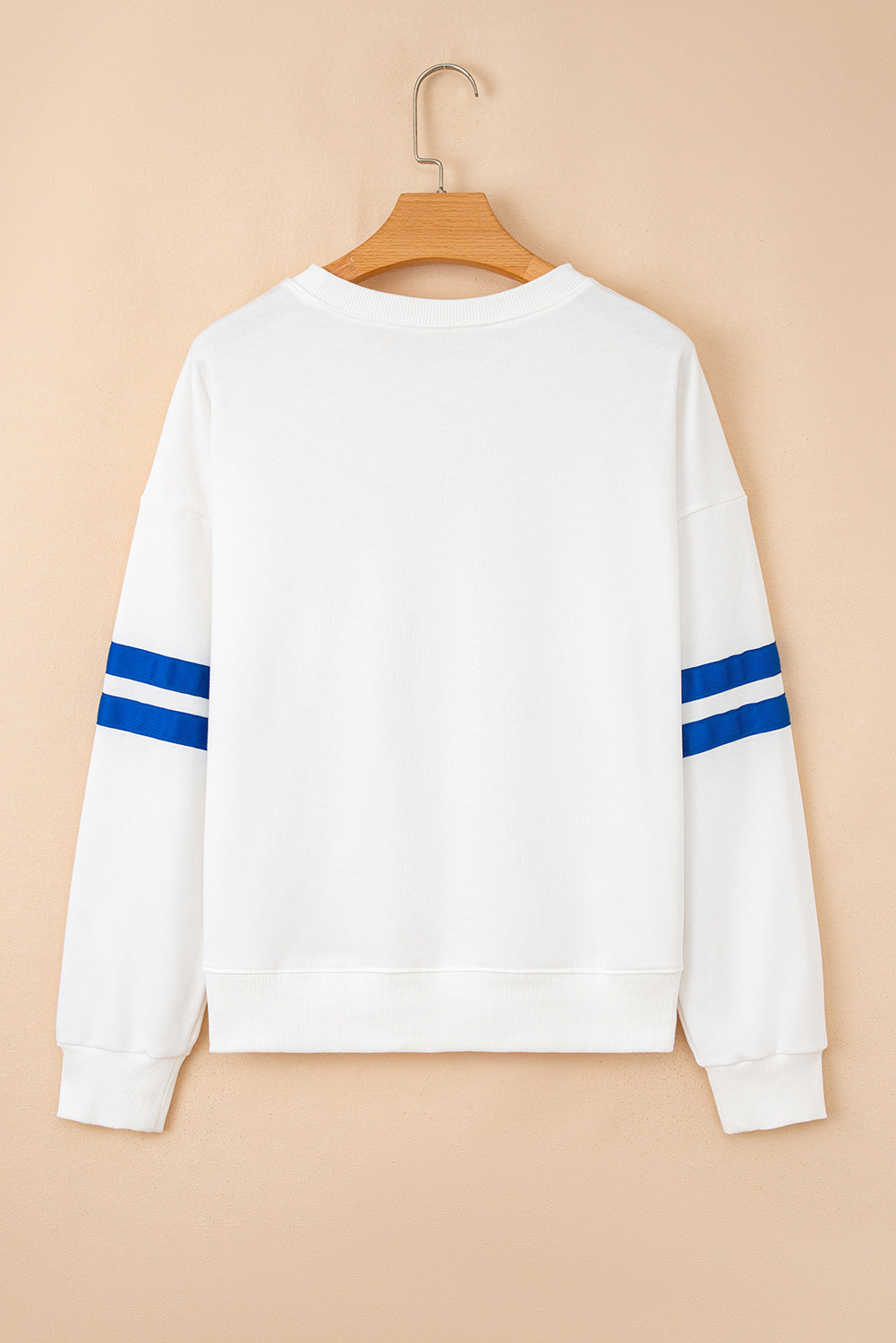 Fiery Red Preppy Striped Sleeve Loose Sweatshirt