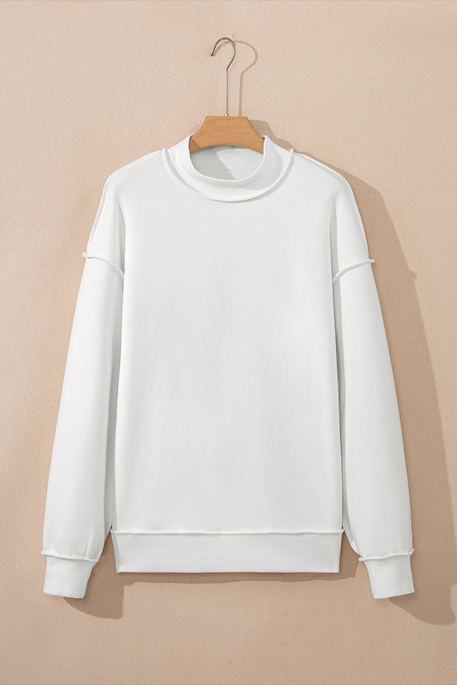 Dark Blue Oversize Drop Shoulder Reversible Mock Neck Sweatshirt