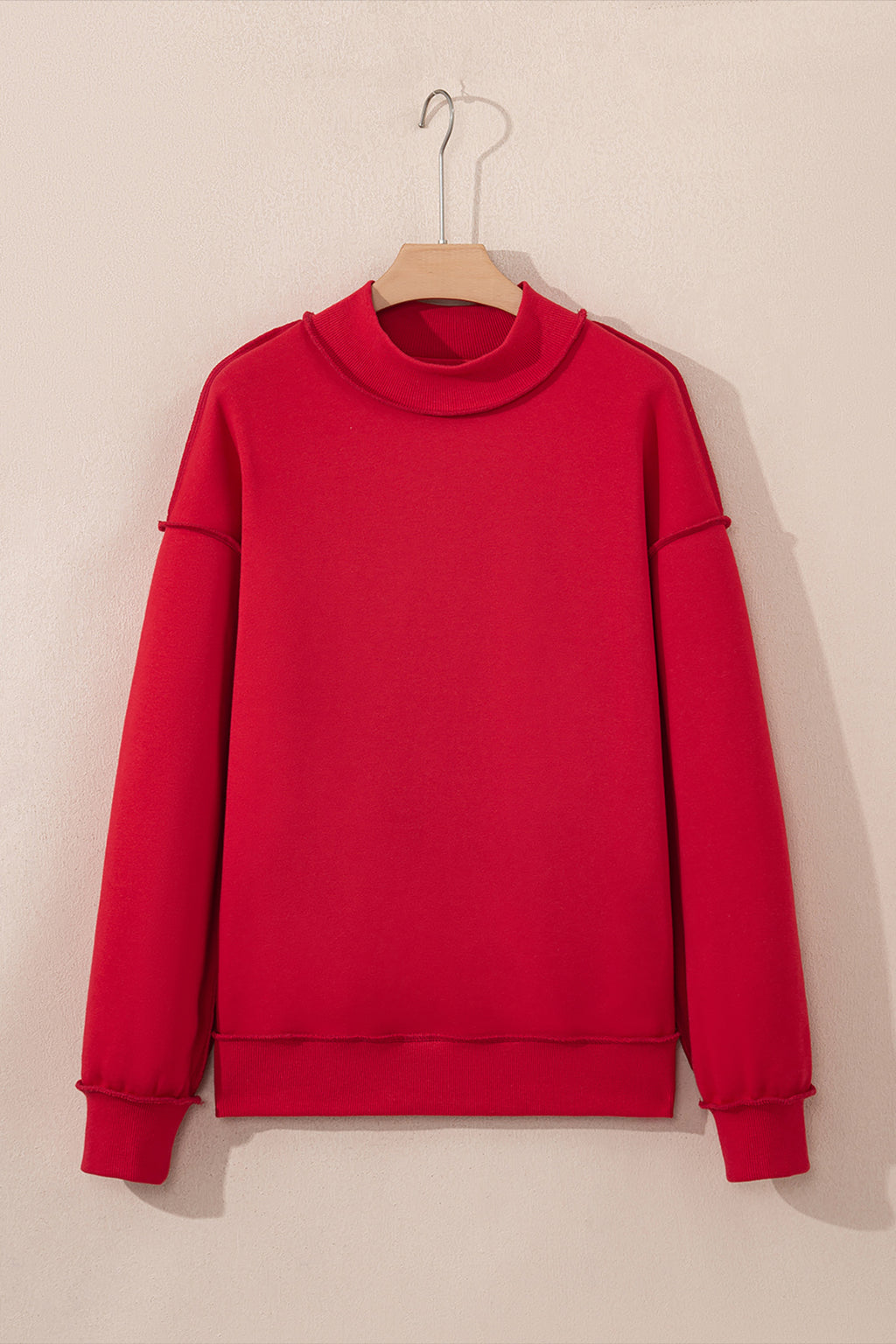 Dark Blue Oversize Drop Shoulder Reversible Mock Neck Sweatshirt