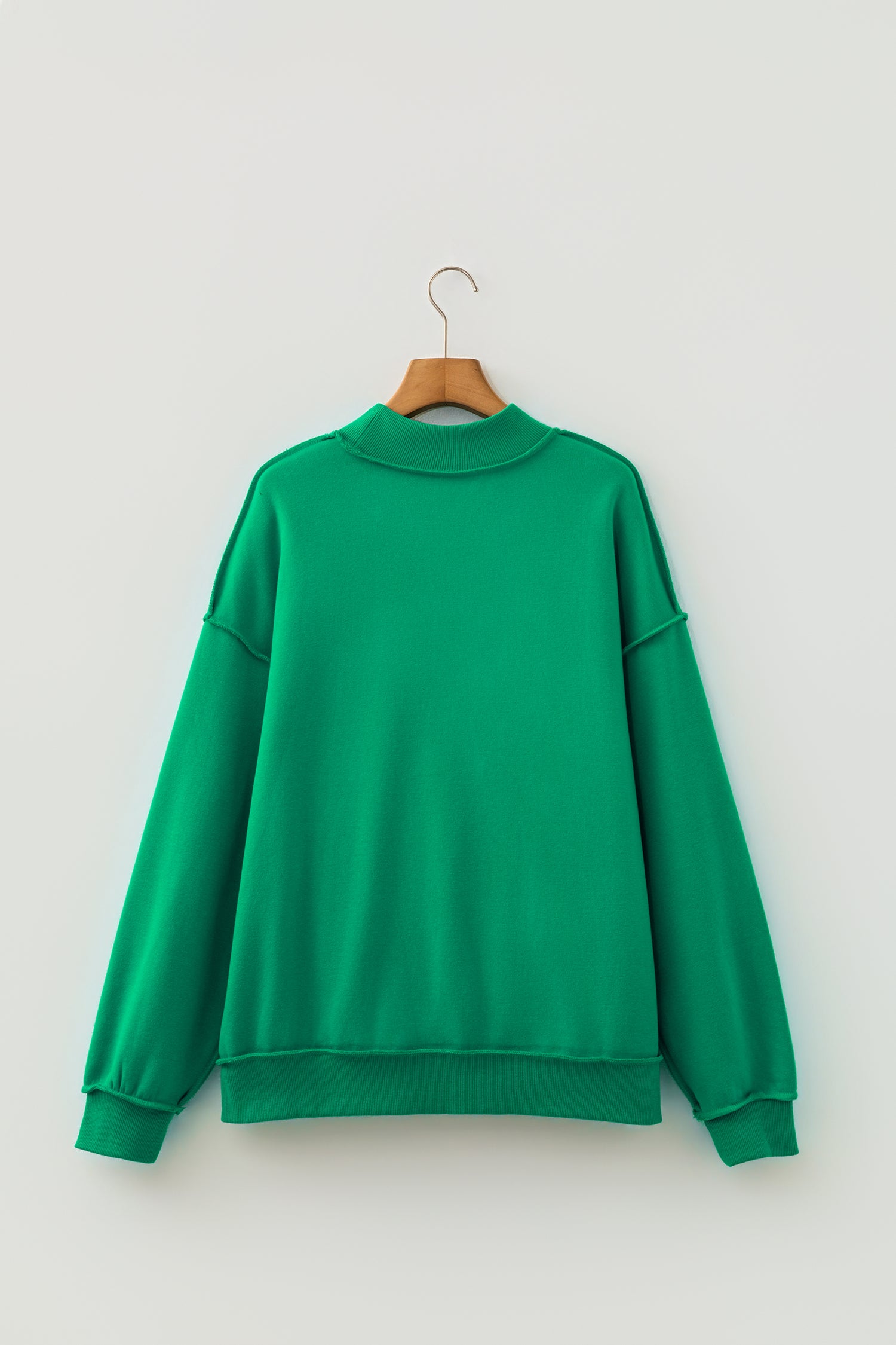 Dark Blue Oversize Drop Shoulder Reversible Mock Neck Sweatshirt